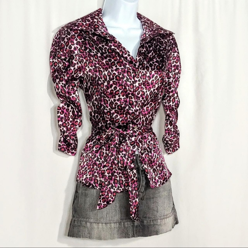SOLD 2000s vintage McBling animal print blouse